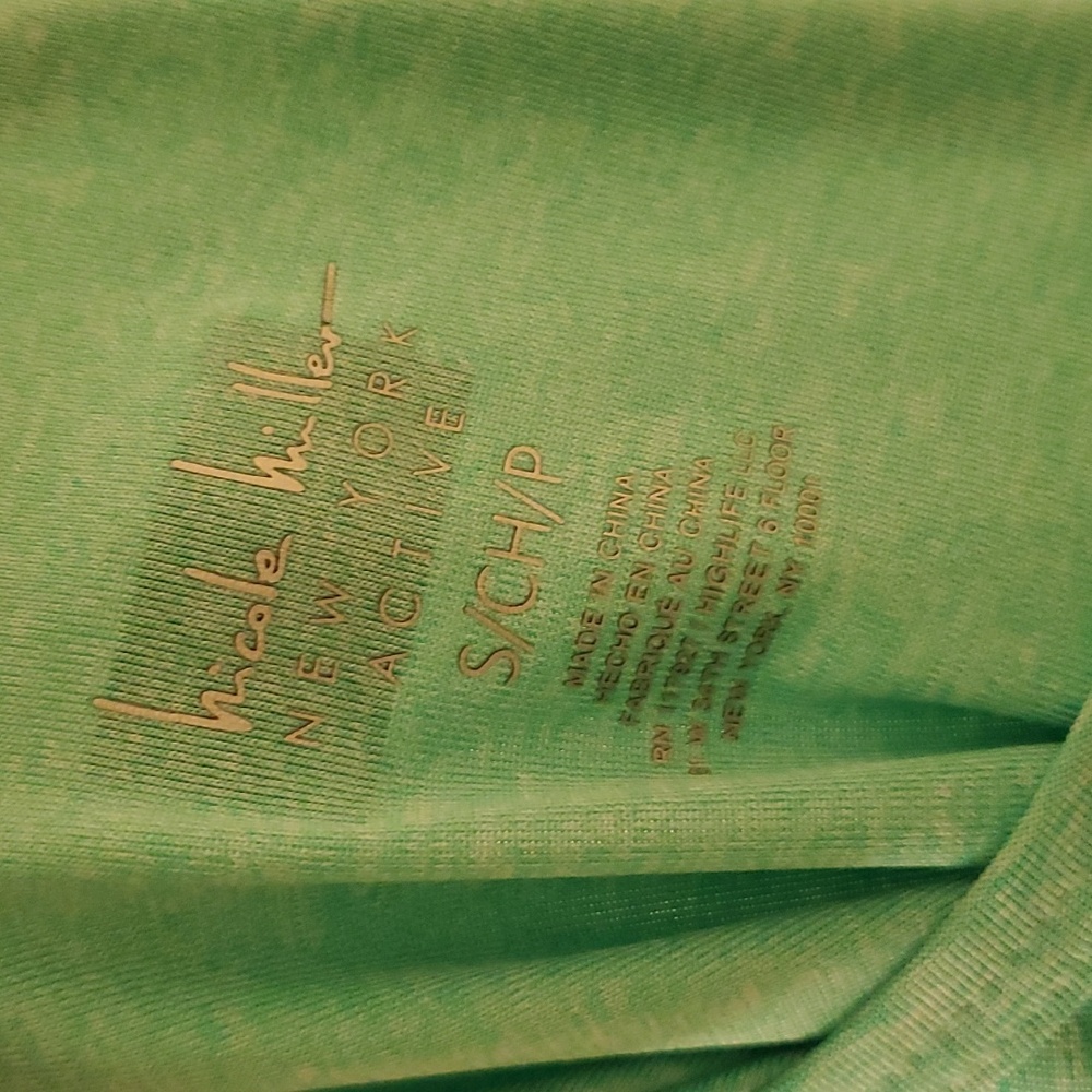 Turquoise Activewear Tank Top, Cross Back, Asymmetrical, Small, Nicole Miller - Picture 3 of 5